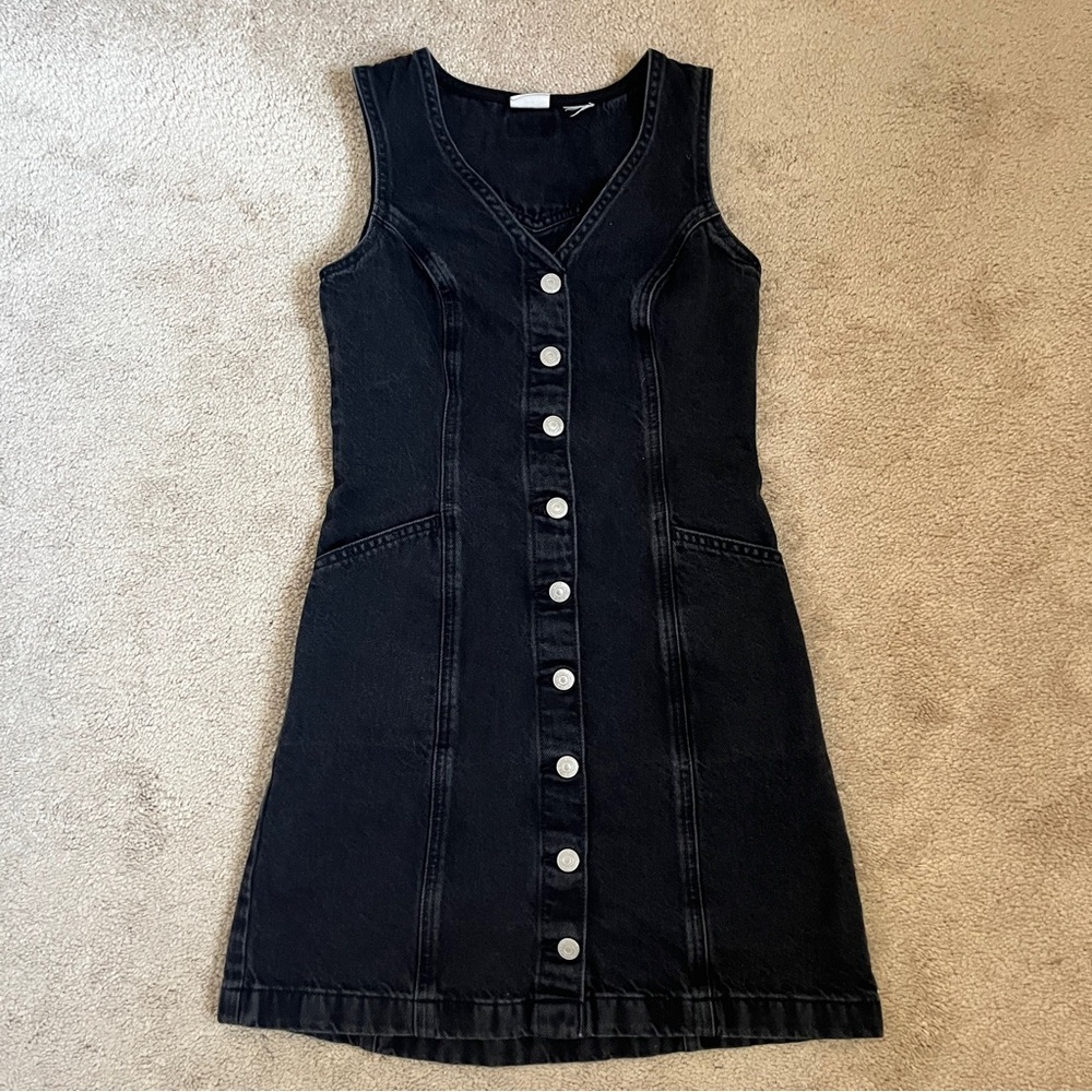 Levi’s Vianna Vest Black Grey Denim Sleeveless Button-Down Dress size XS - Picture 5 of 15